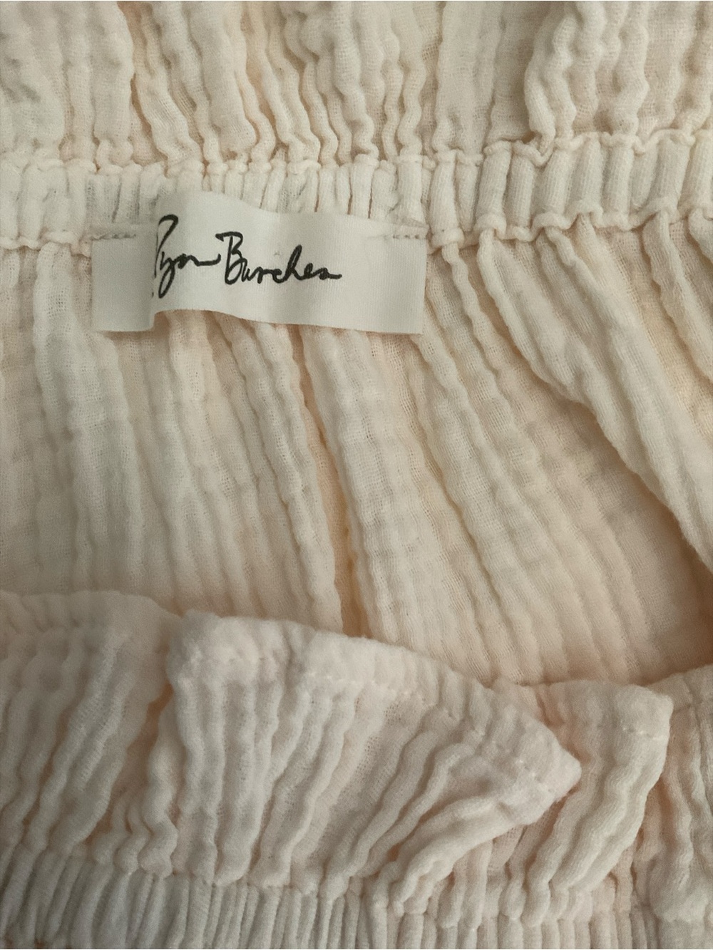 Lyn Burchess 100% Cotton Gauze Off Shoulder Peasant Blouse Cream L A14 - Picture 4 of 5